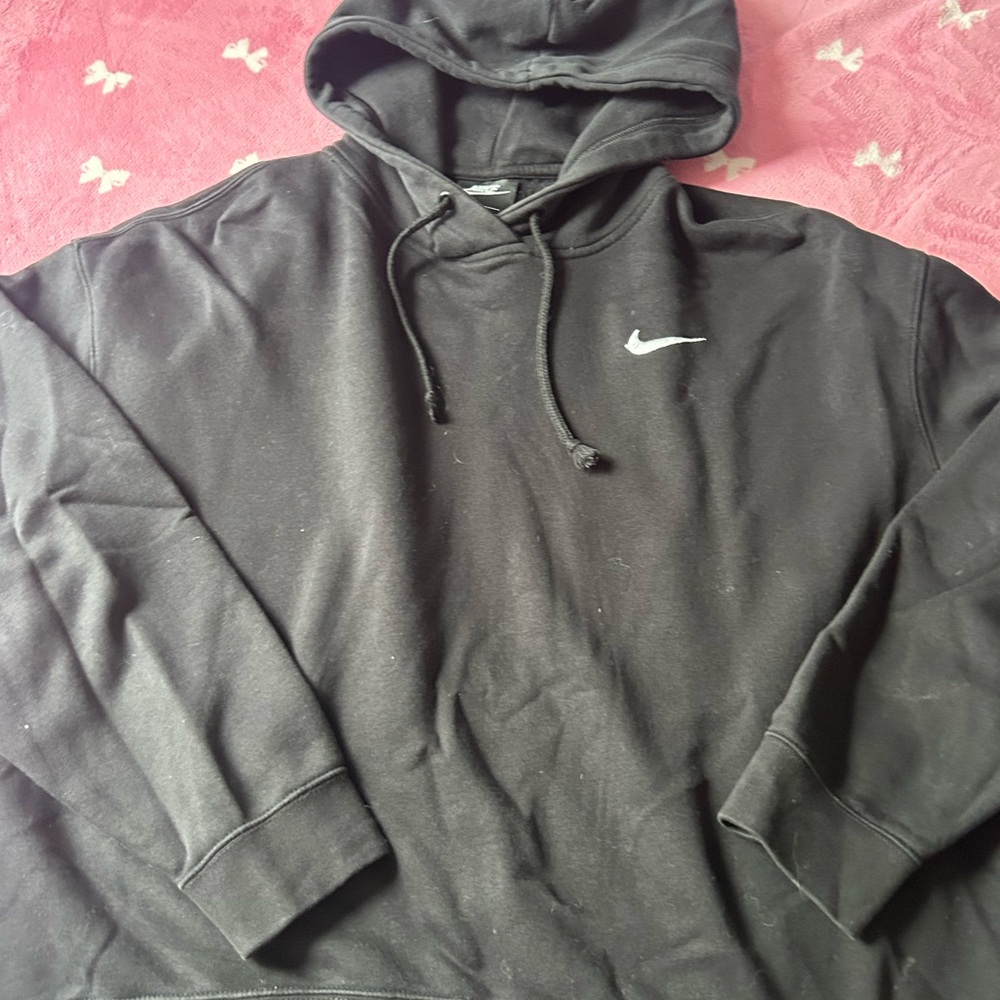Nike Men's Black Hoodie with White Logo